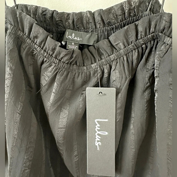 Lulu’s Blouson Black Cropped Tank Top Spaghetti Strap Blouse Shirt NWT Small - Picture 10 of 11